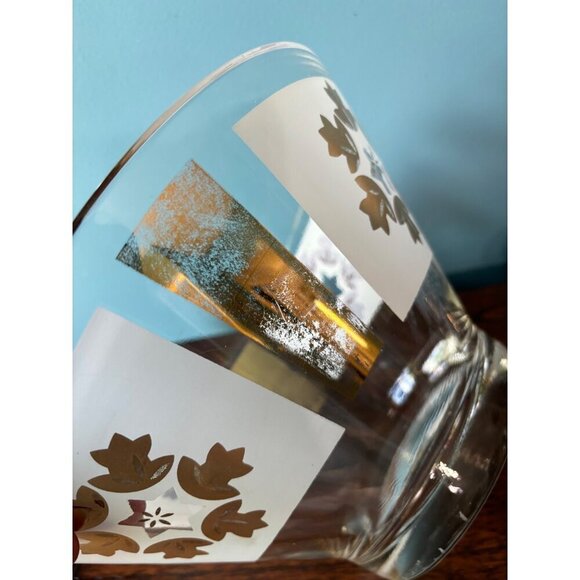 Vintage MCM Glass Bowl Chip & Dip Serving Fruit Frosted White Gold 2 Pc - Picture 6 of 10